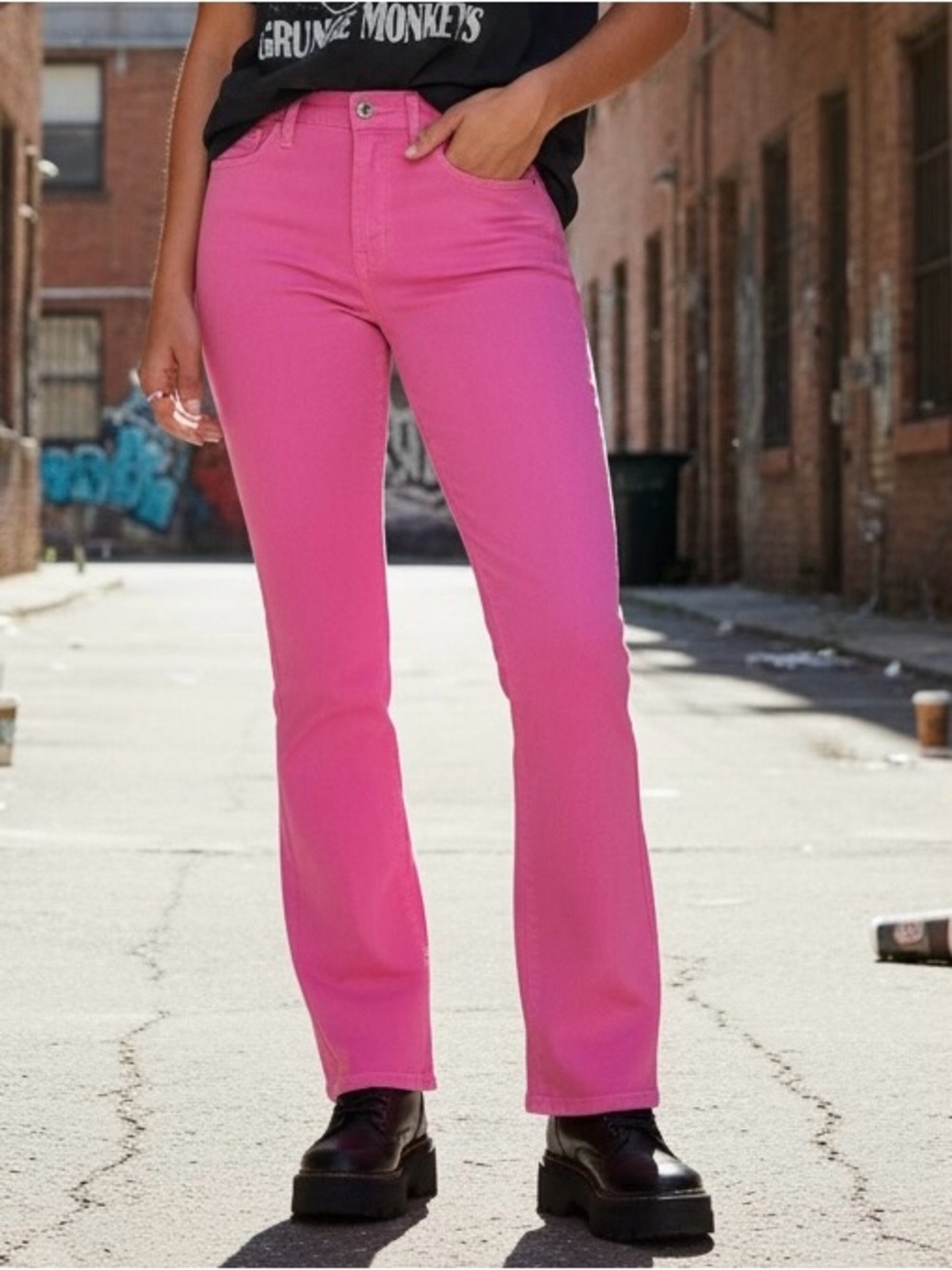 Vintage Ralph Lauren Pink Denim Jeans Womens 28 Straight-Leg Bootcut Jeans